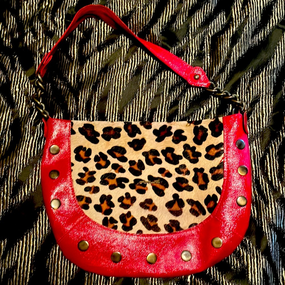 leopard fur bag